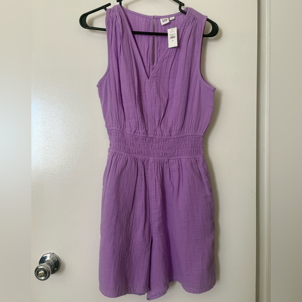 GAP Sleeveless Lavender romper with Smocked Waist